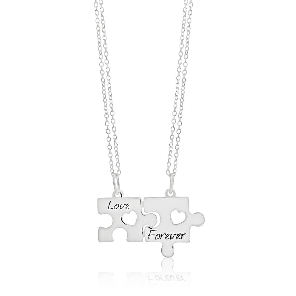 Sterling Silver Love Forever Puzzle Break Pendant With 45cm Chains ...