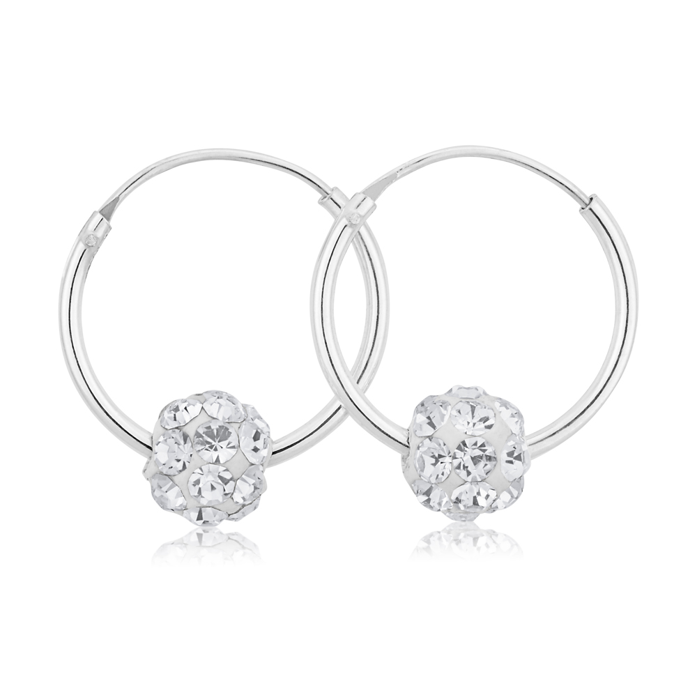 Sterling Silver White Crystal Slider Hoop Earrings (60257319) - Jewellery |  Shiels Jewellers