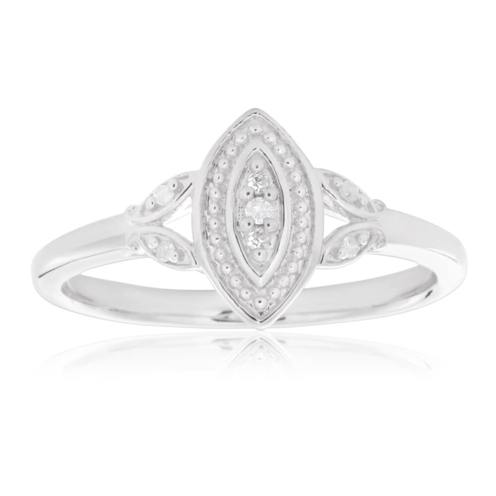 Sterling Silver Marquise Shaped Diamond Ring (60257390) - Rings ...