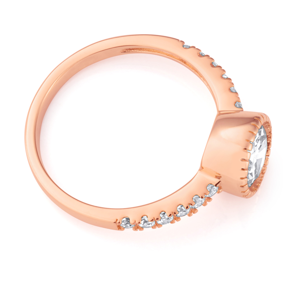 Sterling Silver and Rose Gold Plated Zirconia Ring *No Resize