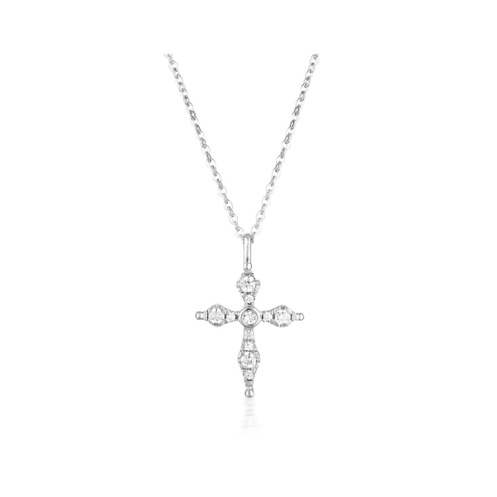Georgini Sterling Silver Zirconia Cross Pendant On Chain