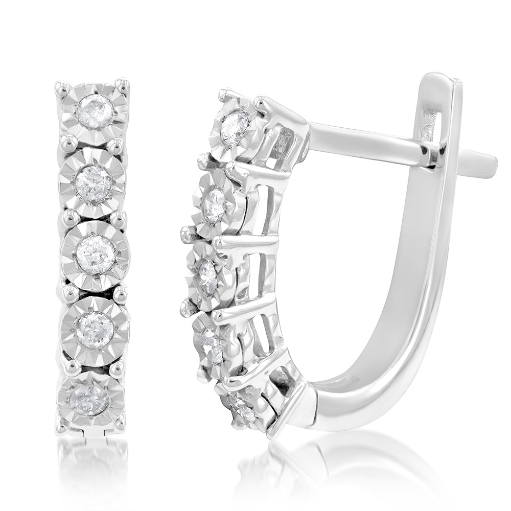 Sterling Silver 10 Diamond Hoop Earrings (60259182) - Jewellery ...
