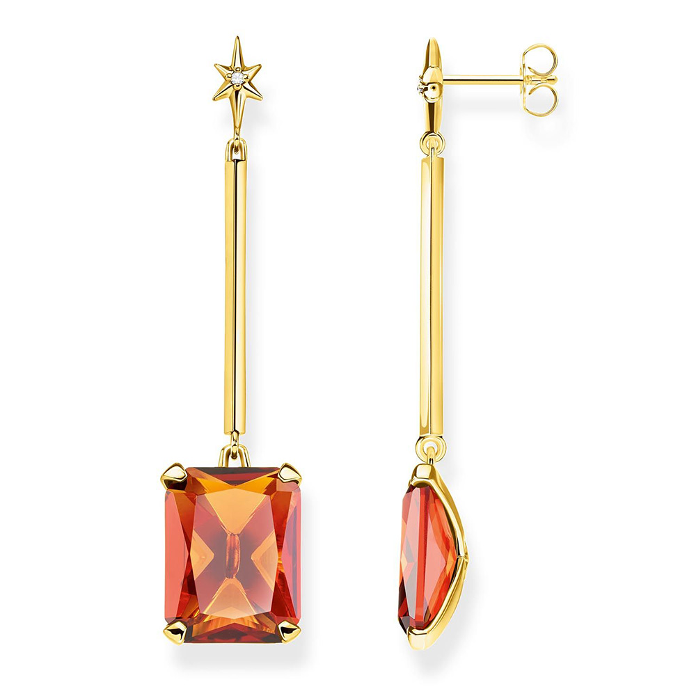 Sterling Silver and Gold Plated Thomas Sabo Magic Stones Cognac Drop Earrings