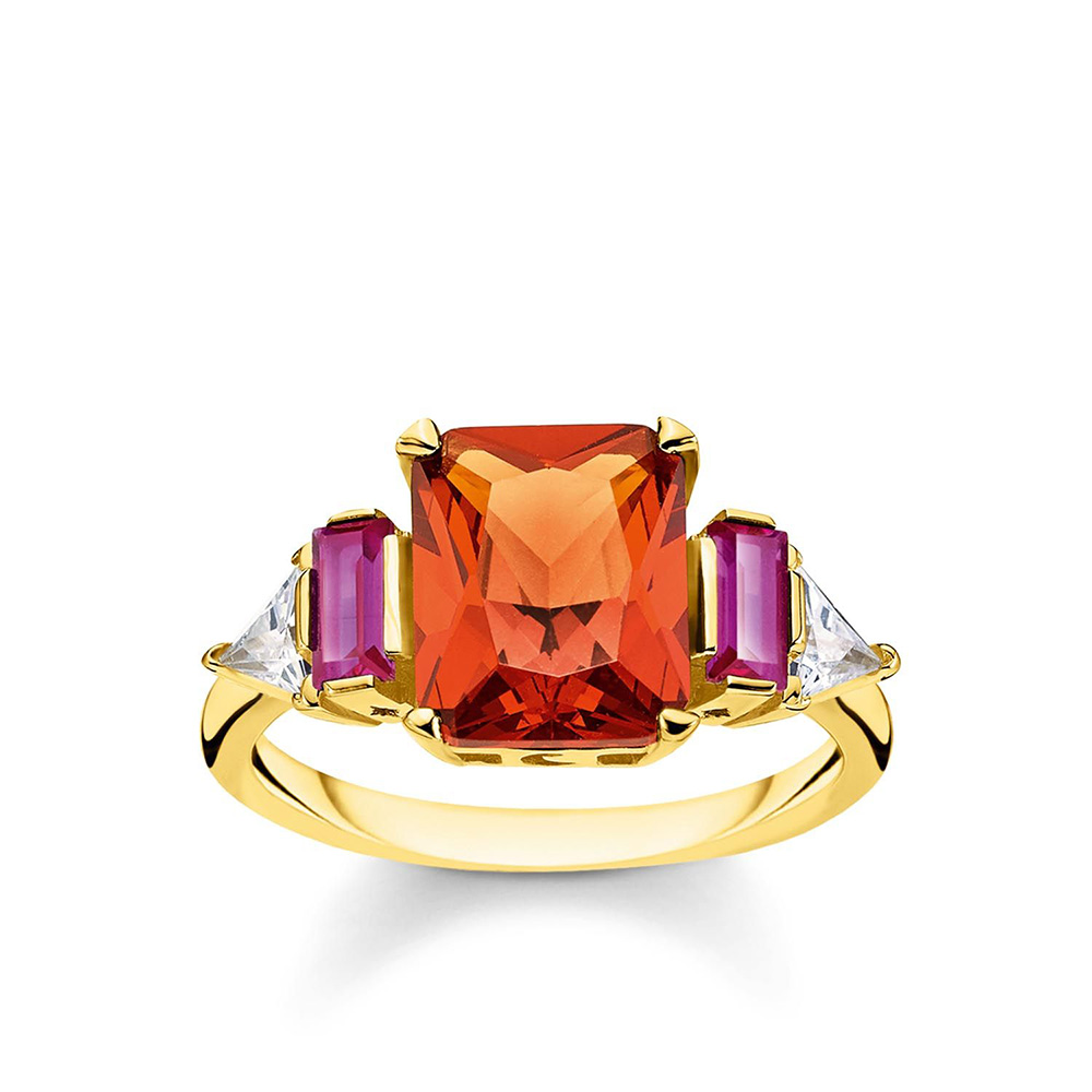 Sterling Silver and Gold Plated Thomas Sabo Cognac + Purple Ring