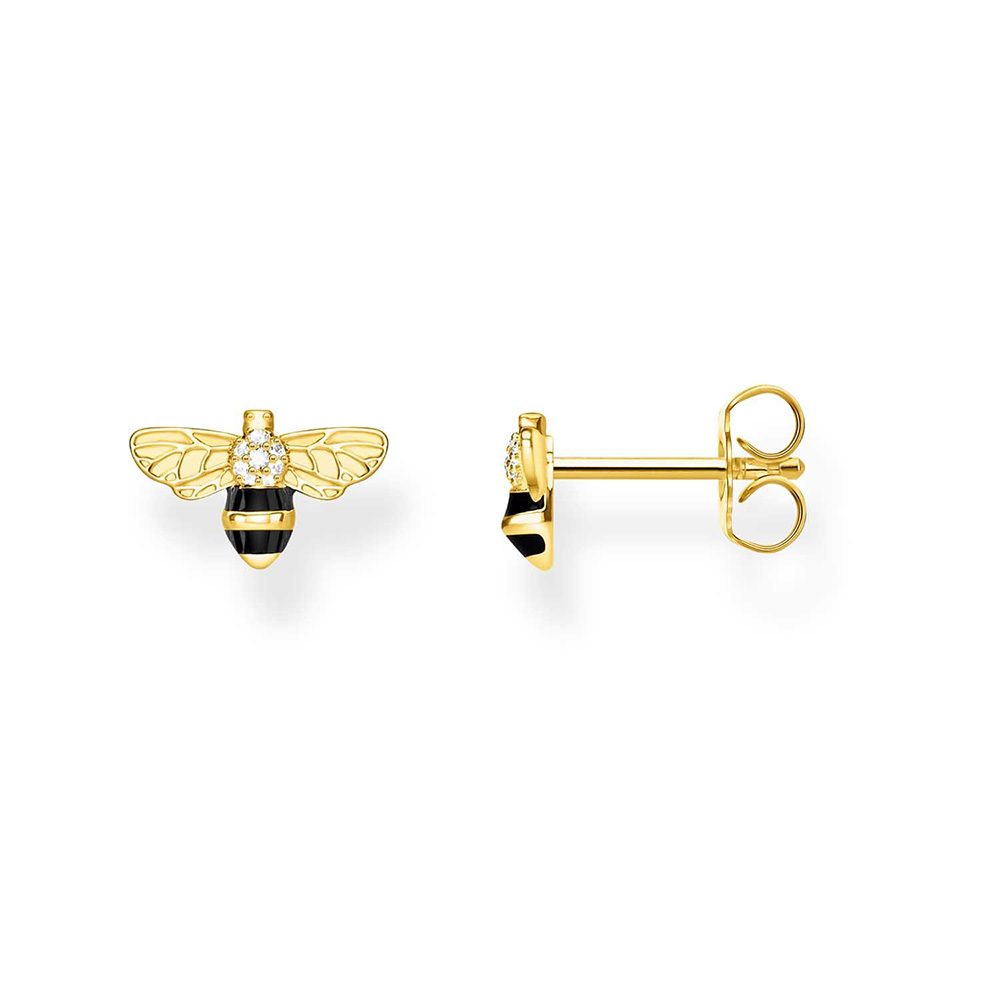 Sterling Silver Gold Plated Paradise Bee Stud Earrings