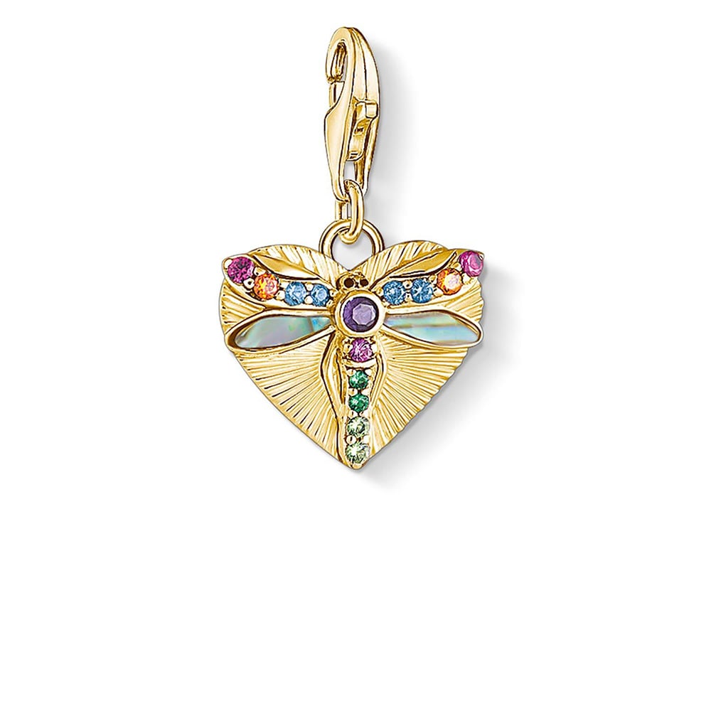 Gold Plated Sterling Silver Thomas Sabo Charm Club Dragonfly Heart