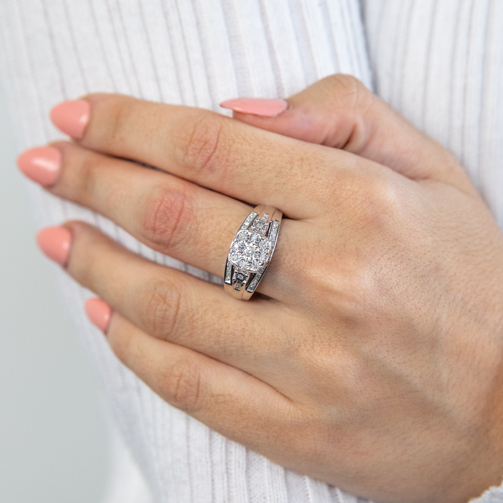 Silver 1/2 Carat Diamond Dress Ring with 49 Diamonds