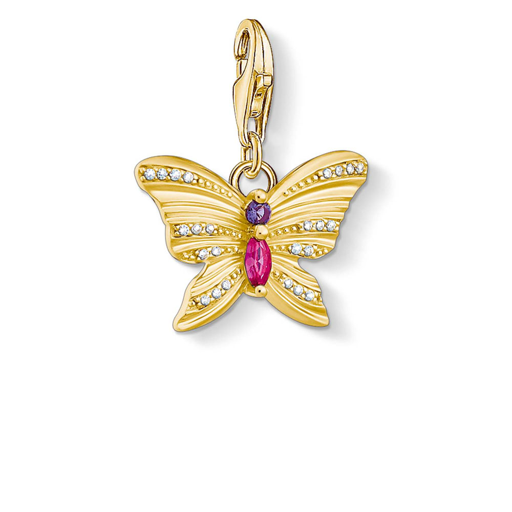 Gold Plated Sterling Silver Charm Club Butterfly