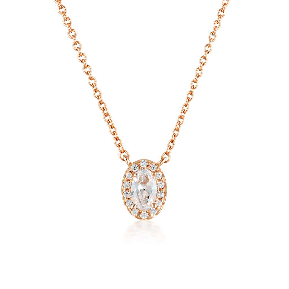 Georgini Aurora Rose Gold Plated Sterling Silver Glow Pendant On Chain ...
