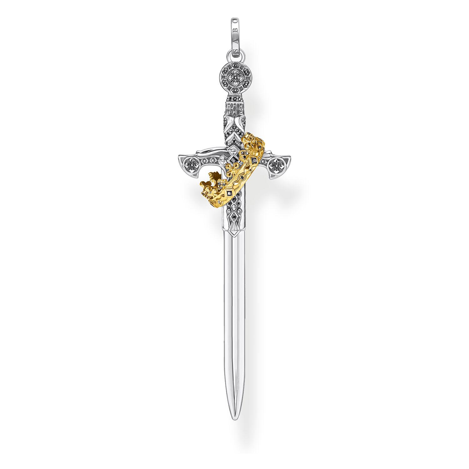 Thomas Sabo Kingdom Gold Plated Sterling Silver Crown Sword Pendant