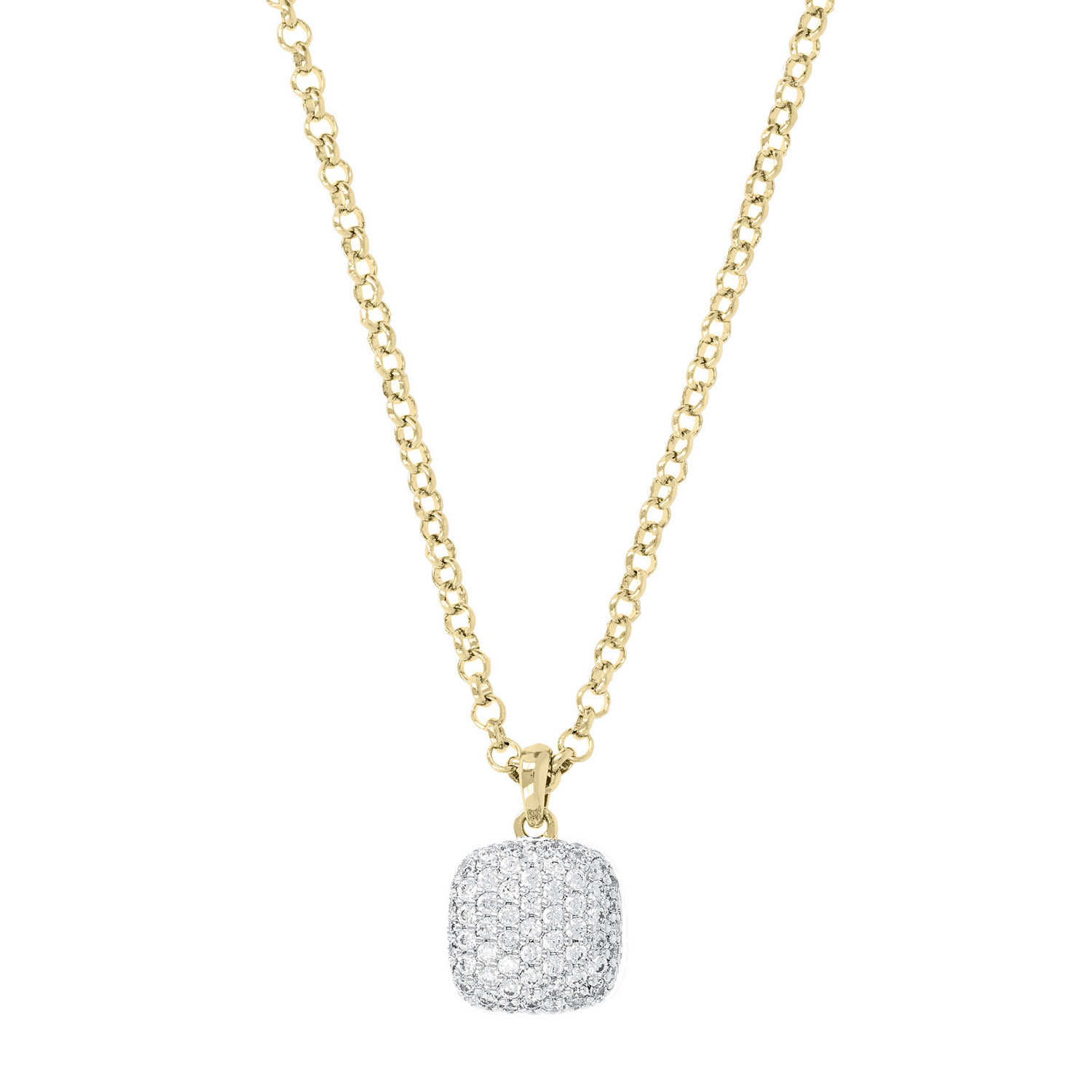 Bronzallure Gold Plated Sterling Silver CZ Square Pendant on 41cm Chain