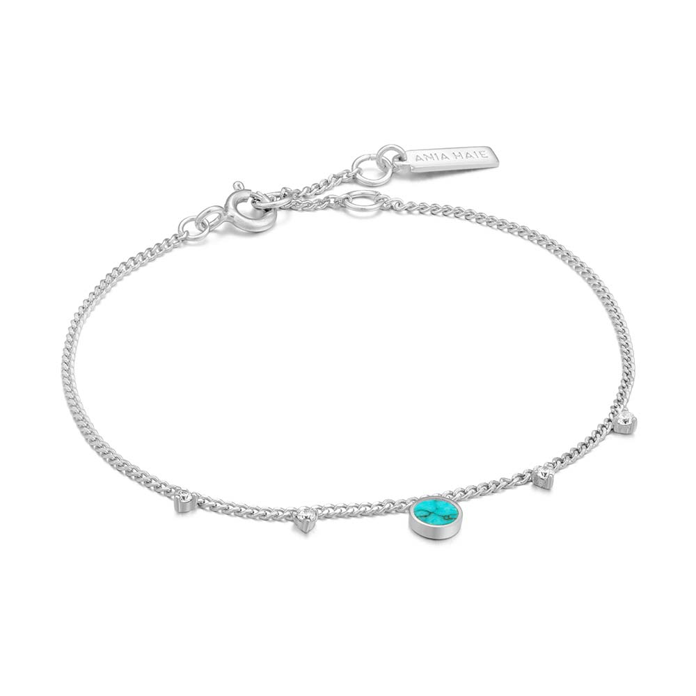 Ania Haie Sterling Silver Hidden Gem Turquoise Disc Bracelet