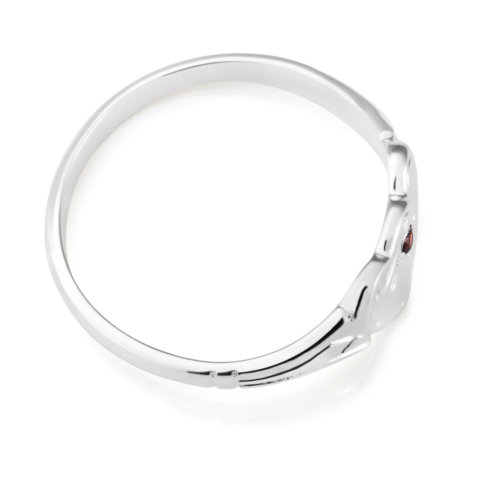 Sterling Silver Garnet 2Heart Signet Ring Size L