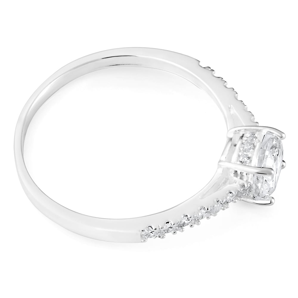 Sterling Silver Cubic Zirconia Solitaire Fancy Ring