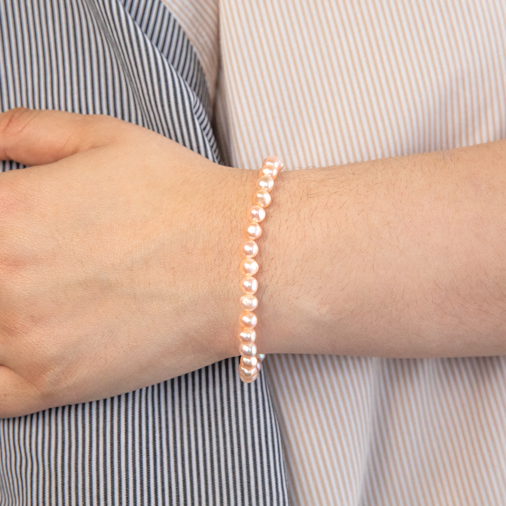 Pink Freshwater Pearl Stretch 18cm Stretch Bracelet