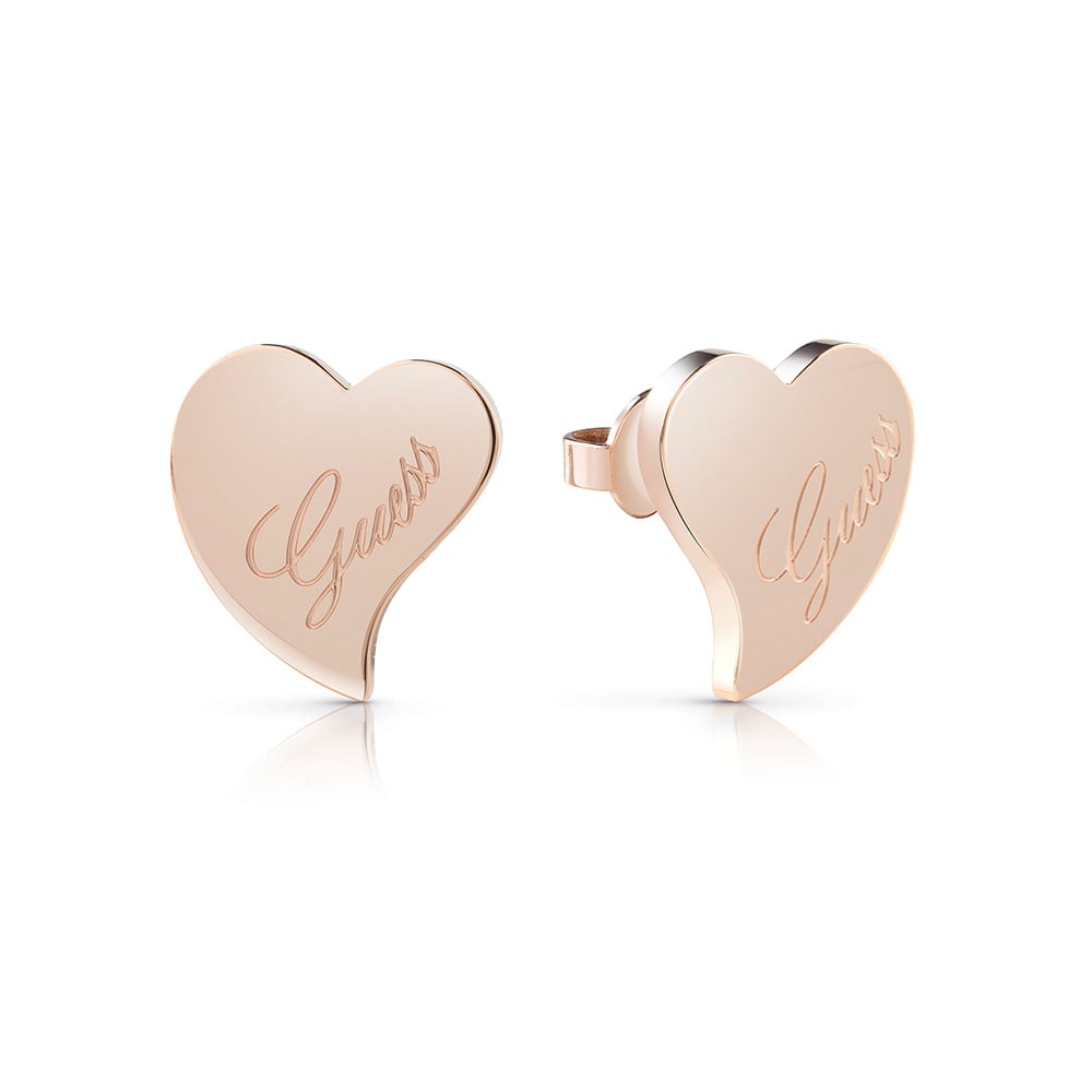 Guess Gold Plated Love Hearts Stud Earrings