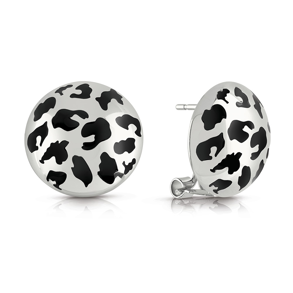 GUESS Silver Plated Animalier Print Stud Earrings