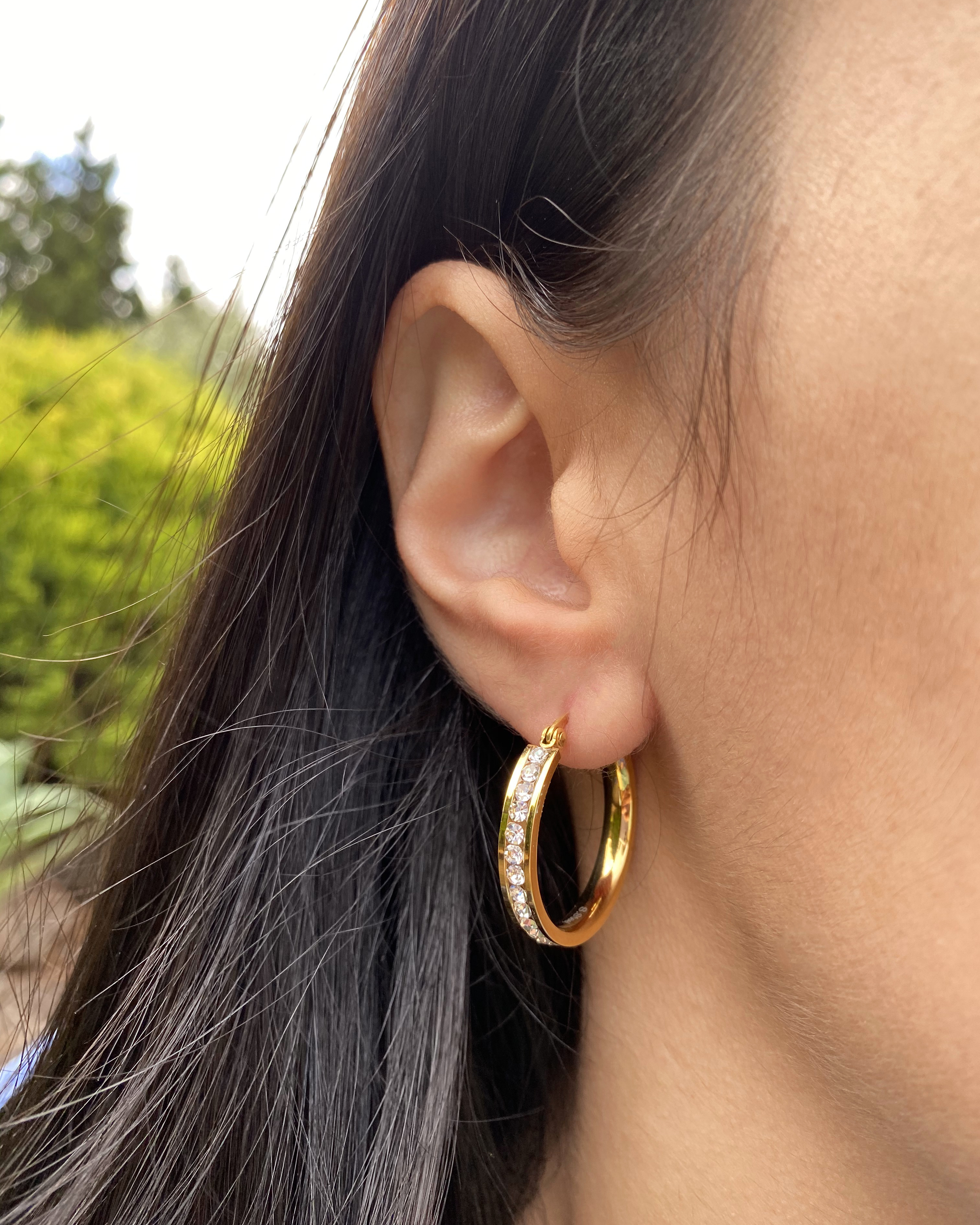 Gold plated Hoop piercing Stainless Steel Hoop earrings 5 Pairs