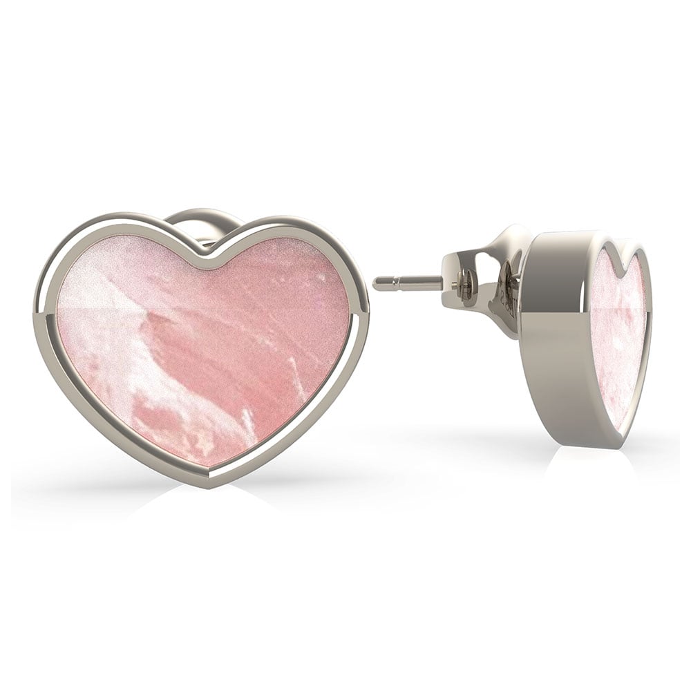 GUESS MOP Pink Heart Stud Earrings