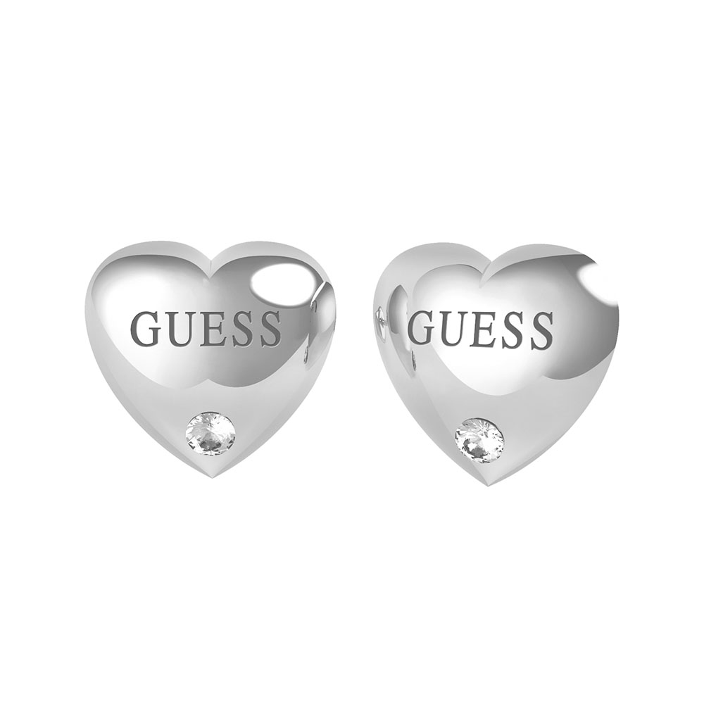 GUESS Stainless Steel Bold Heart Studs Earrings