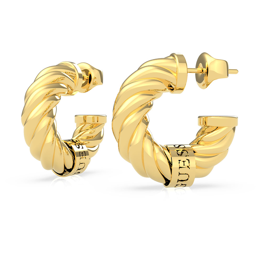 GUESS Gold Plated Stainless Steel 20mm Torchon Earrings