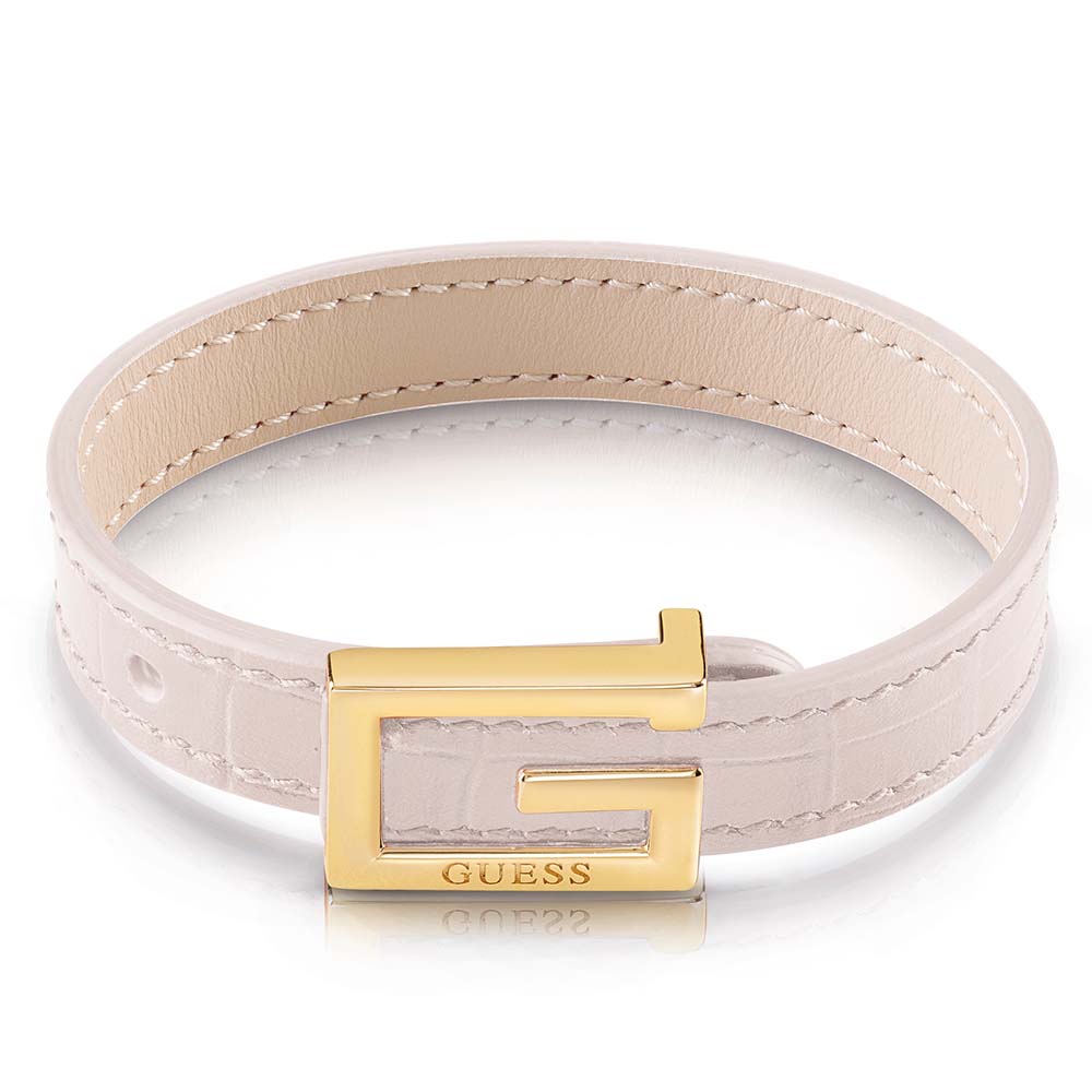 Guess Gold Plated Stainless Steel Cem Pink CR Print G Squared Bracelet