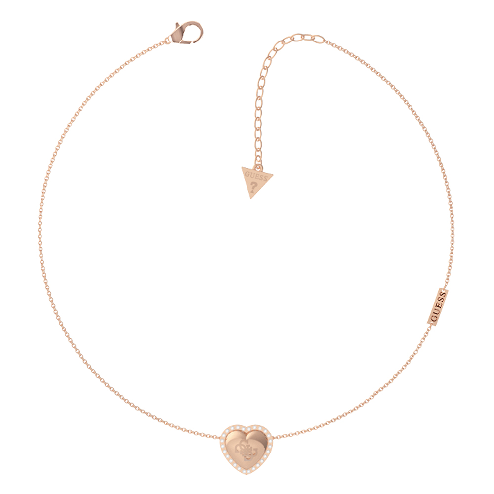Guess Rose Gold Plated 16-18" 15mm Central Heart Chain
