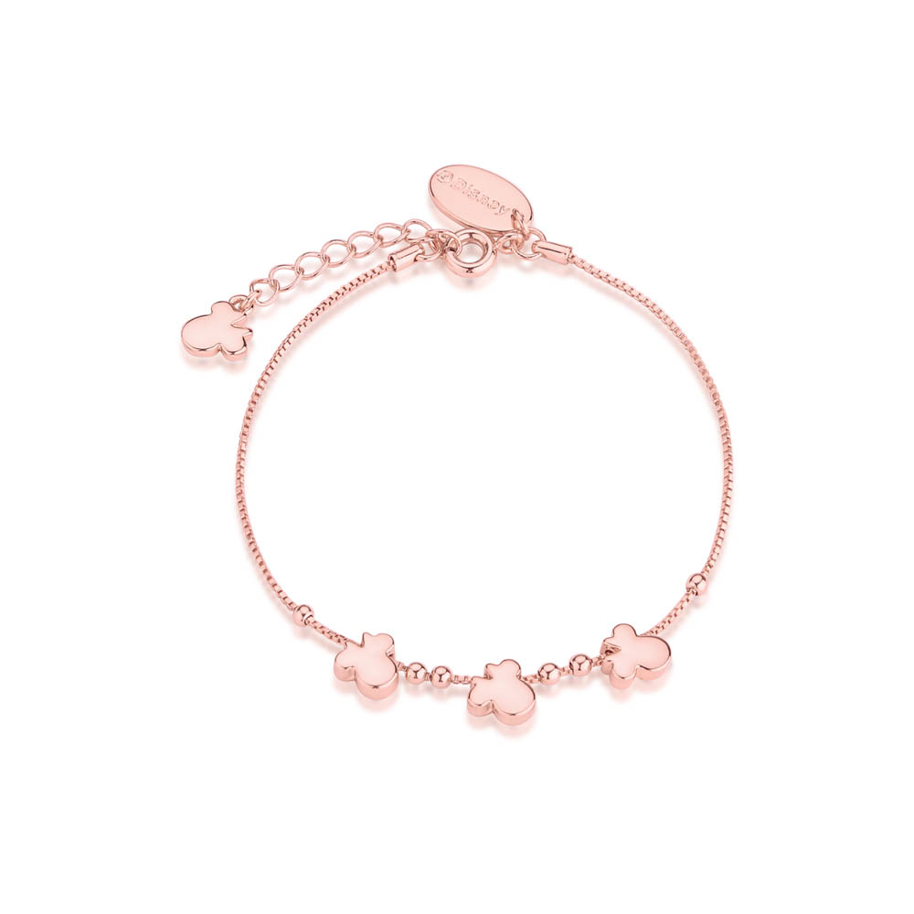 Disney Rose Gold Plated Stainless Steel Minnie Mouse Charm 19cm Bracelet