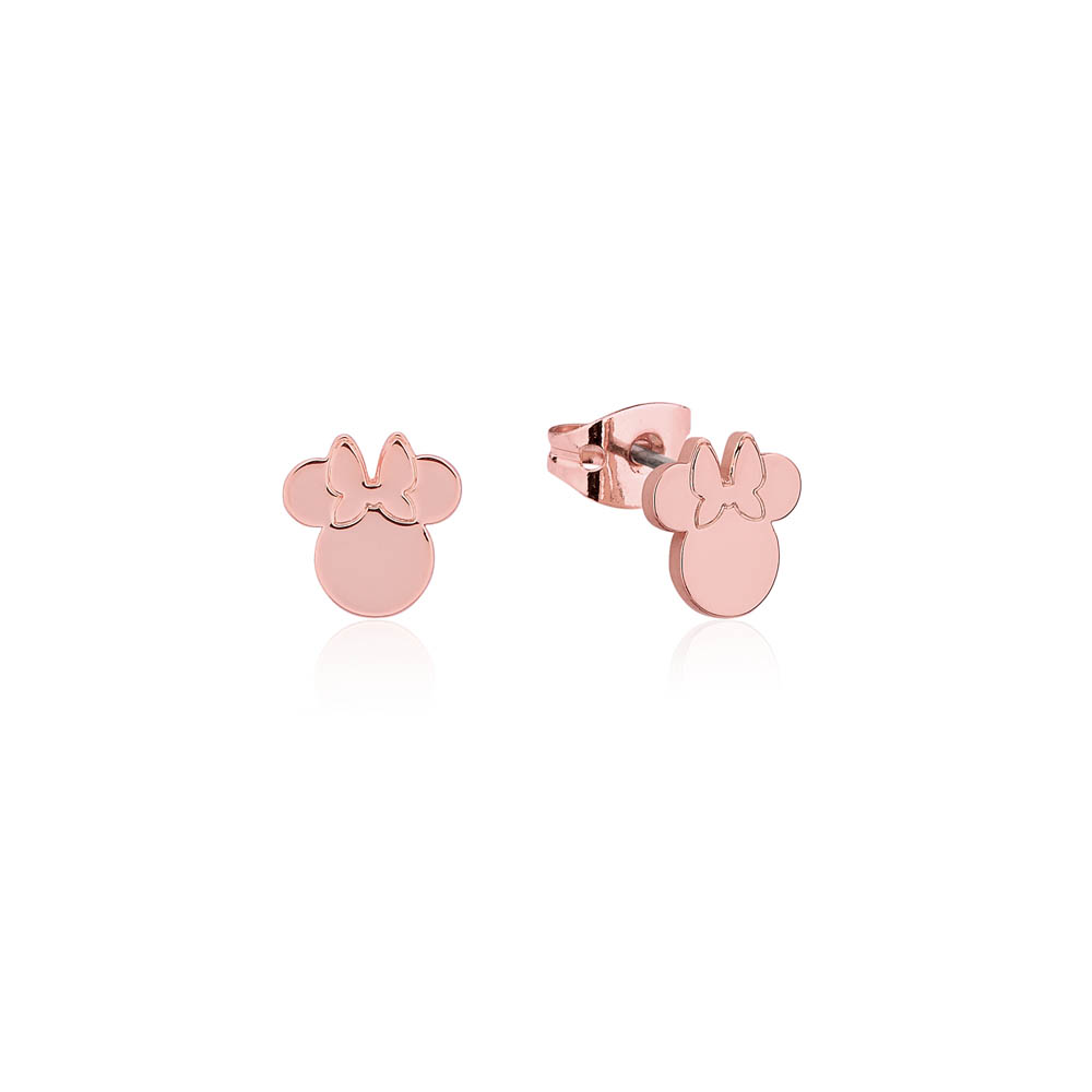 Disney Rose Gold Plated Stainless Steel Minnie Mouse 9mm Stud Earrings